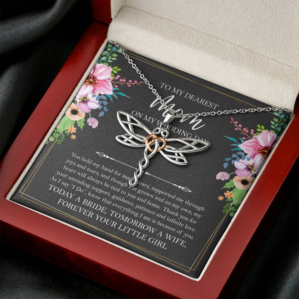 Mom of the Bride Gifts, You Held My Hand for Many Years, Dragonfly Necklace For Women, Wedding Day Thank You Ideas From Bride