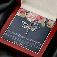 Load image into Gallery viewer, Bride Gifts, Marriage Is A Journey, Dragonfly Necklace For Women, Wedding Day Thank You Ideas From Sister
