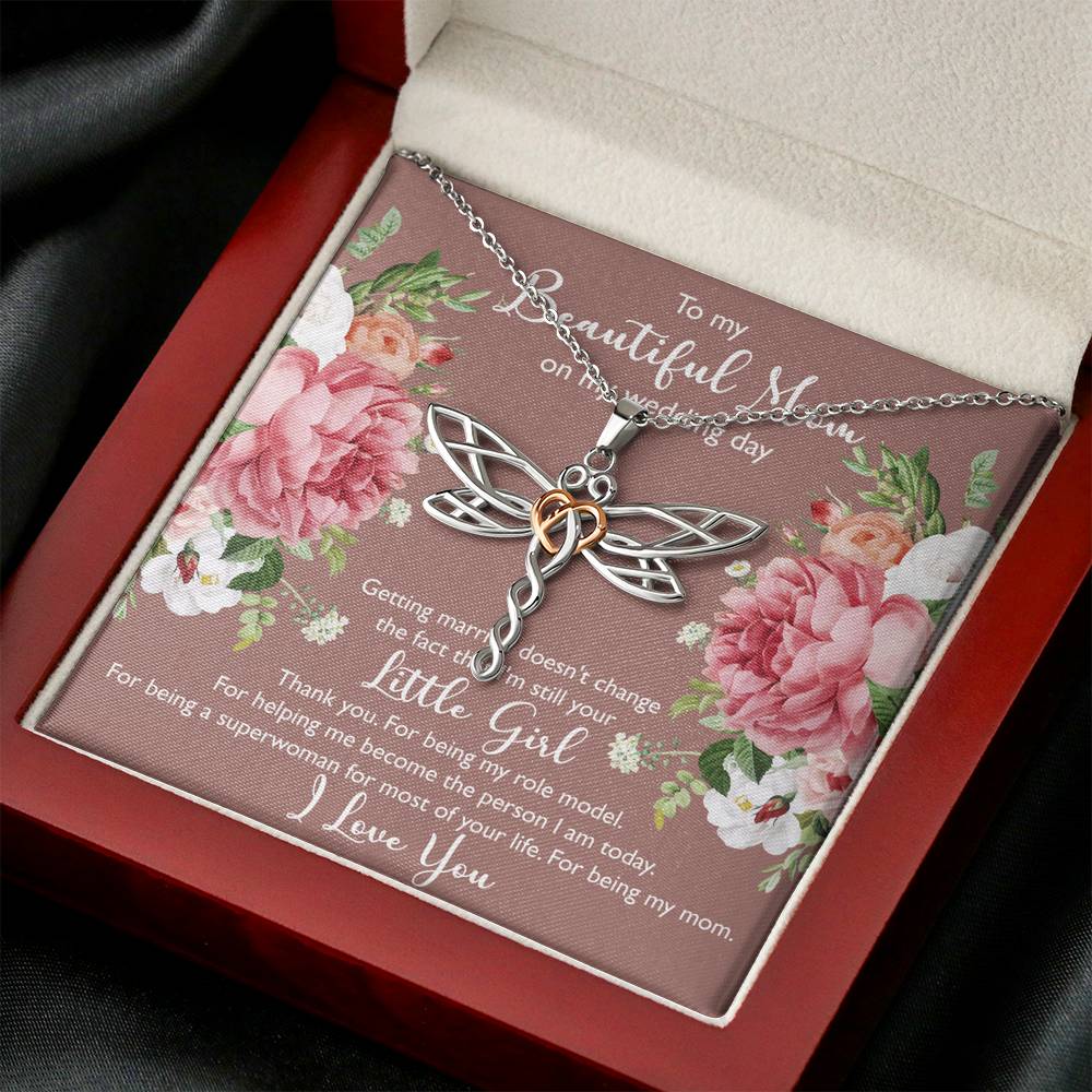 To My Mom Gifts, Thank You, Dragonfly Necklace For Women, Wedding Day Thank You Ideas From Daughter
