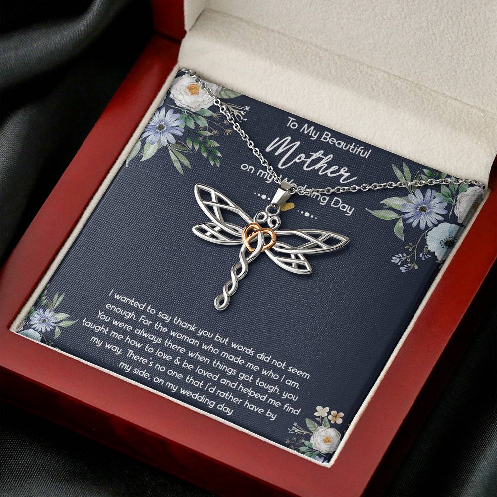 To My Mom of the Bride Gifts, I Wanted To Say Thank You, Dragonfly Necklace For Women, Wedding Day Thank You Ideas From Bride