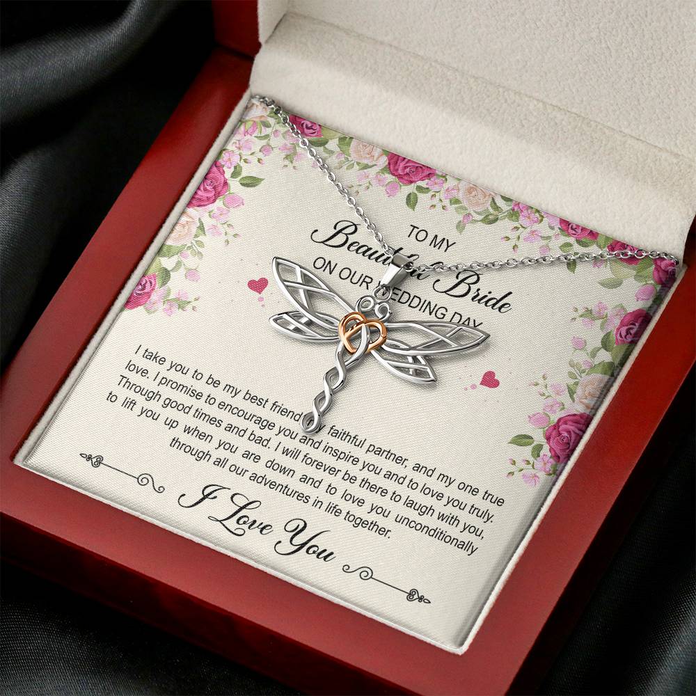 To My Bride Gifts, I Take You To Be My Best Friend , Dragonfly Necklace For Women, Wedding Day Thank You Ideas From Groom