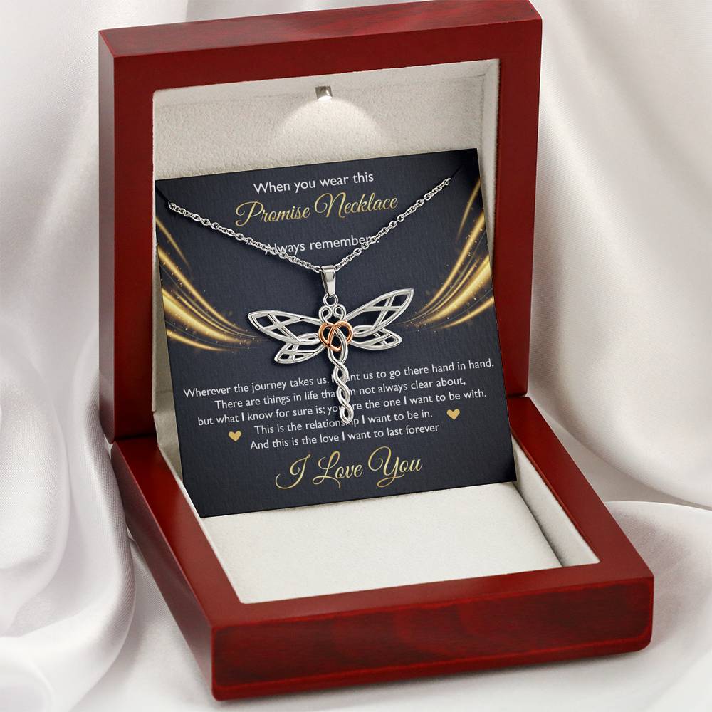To My Girlfriend, When You Wear This Promise Necklace, Dragonfly Necklace For Women, Anniversary Birthday Gifts From Boyfriend