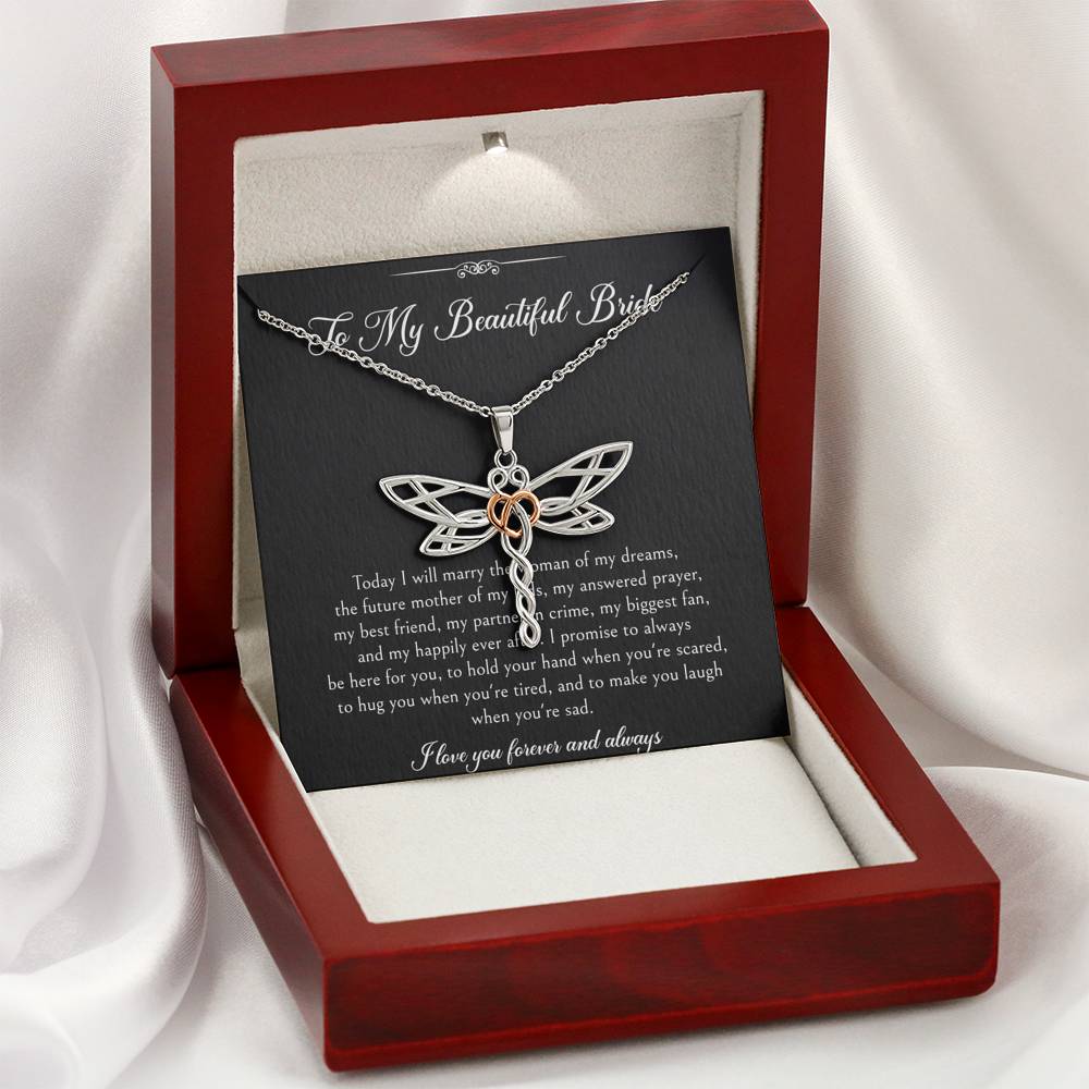 To My Bride Gifts, I Love You Forever And Always, Dragonfly Necklace For Women, Wedding Day Thank You Ideas From Groom