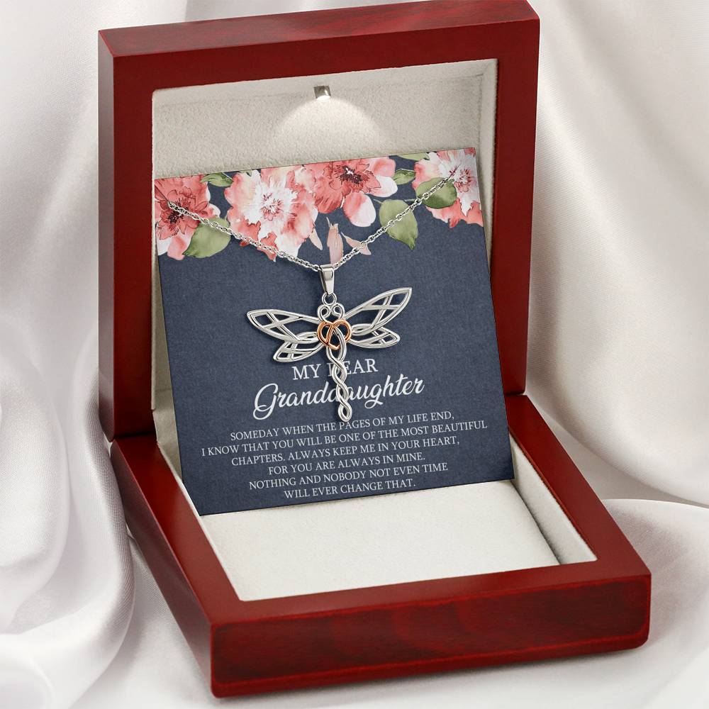 To My Granddaughter Gifts, Someday When The Pages Of My Life End, Dragonfly Necklace For Women, Birthday Present Idea From Grandma Grandpa