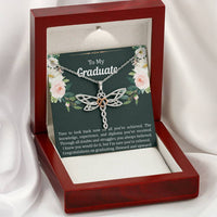 Load image into Gallery viewer, Graduation Gifts, Onward and Upward, Dragonfly Necklace For Women, College Preschool High School Graduation Present
