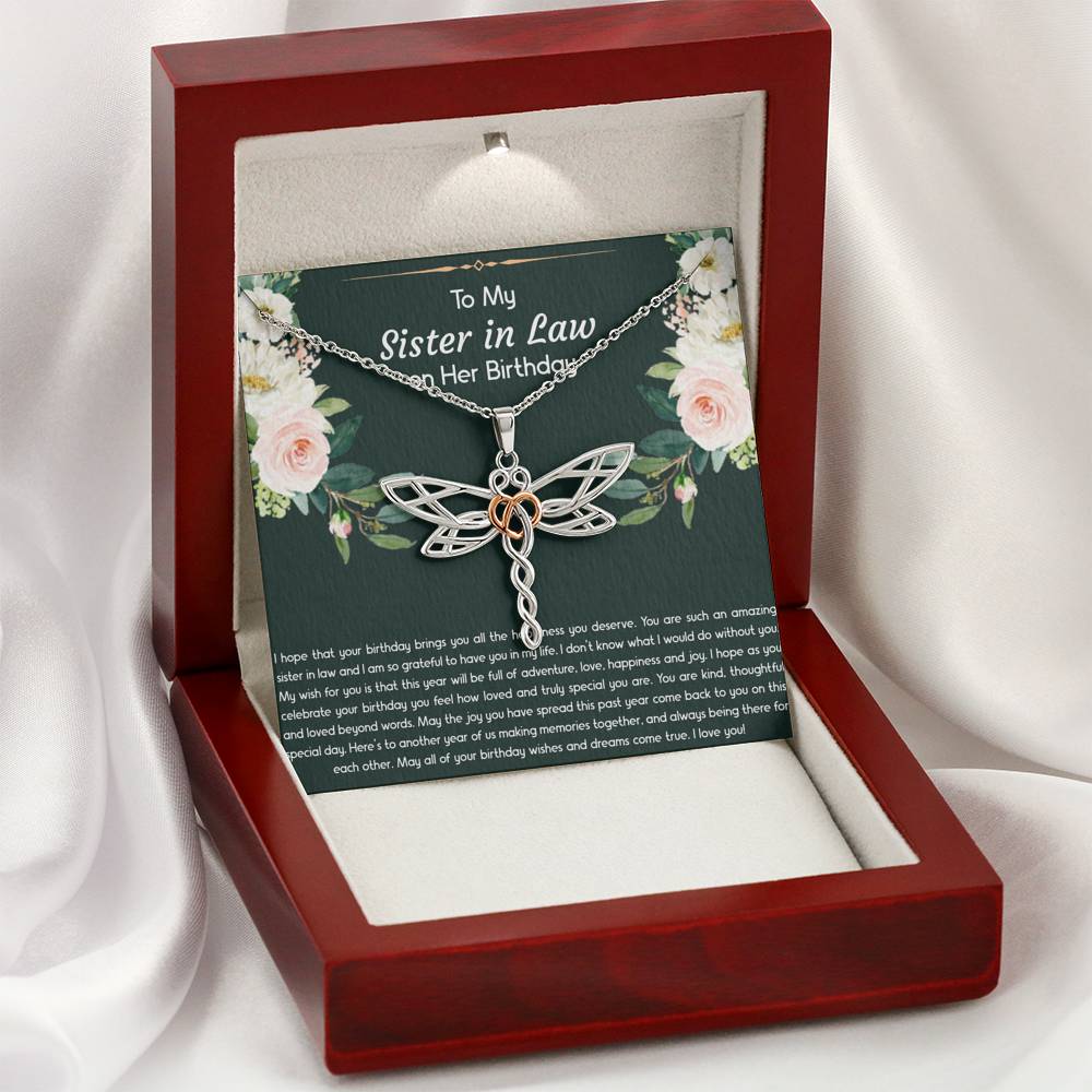 To My Sister-in-law Gifts, I Hope Your Birthday Brings You Happiness, Dragonfly Necklace For Women, Birthday Present Idea From Sister