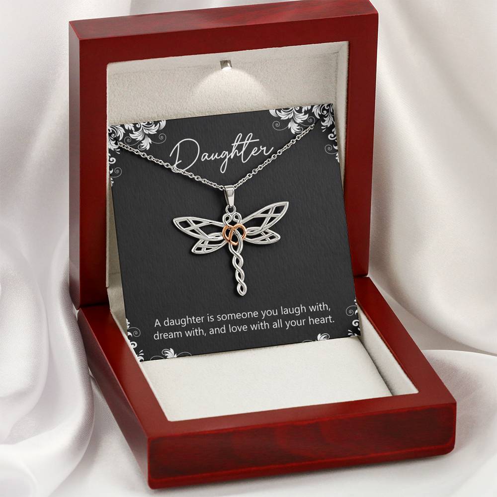 To My Daughter Gifts, A Daughter Is Someone You Laugh With, Dragonfly Necklace For Women, Birthday Present Idea From Mom