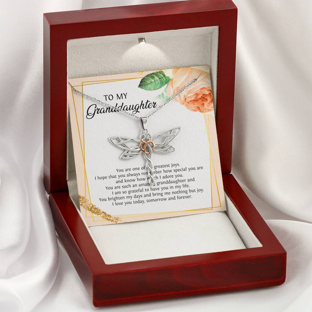 To My Granddaughter Gifts, You Are One Of My Greatest Joys, Dragonfly Necklace For Women, Birthday Present Idea From Grandma Grandpa
