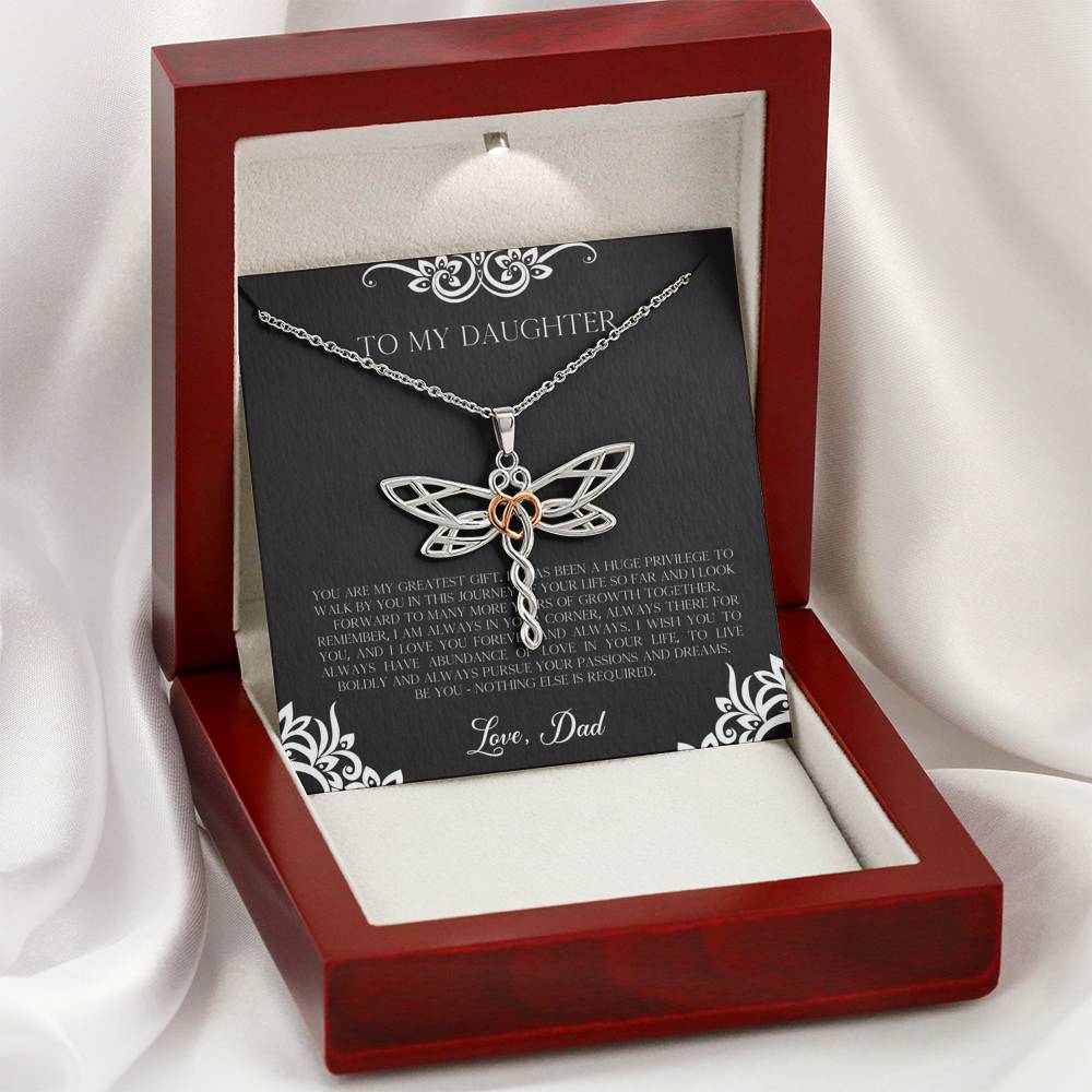 To My Daughter  Gifts, You Are My Greatest Gift, Dragonfly Necklace For Women, Birthday Present Idea From Dad