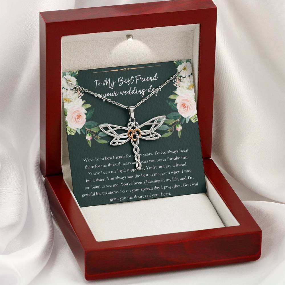 Bride Gifts, Not Just A Friend But A Sister, Dragonfly Necklace For Women, Wedding Day Thank You Ideas From Best Friend