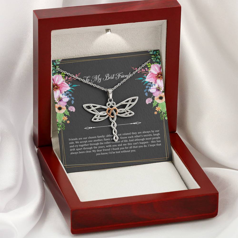 To My Best Friend Gifts, Friends Are Our Chosen Family, Dragonfly Necklace For Women, Birthday Present Idea From Bestie