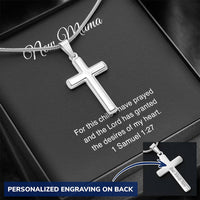 Load image into Gallery viewer, New Mom Cross Necklace - For This Child I Have Prayed | Baby Shower Gift
