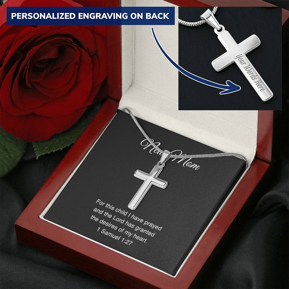 New Mom Cross Necklace - For This Child I Have Prayed | Pregnancy Gift