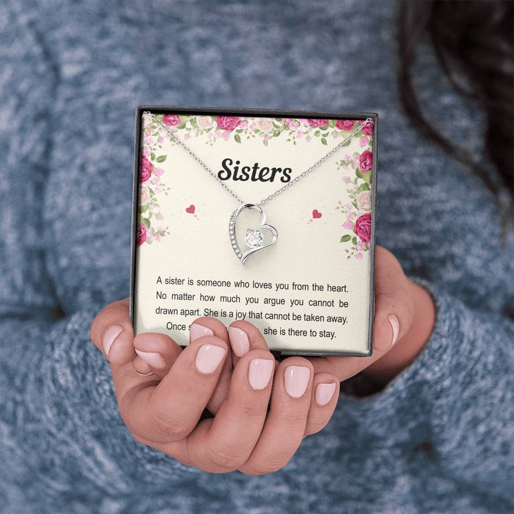 To My Sister Gifts, Someone Who Loves You From The Heart, Forever Love Heart Necklace For Women, Birthday Present Idea From Sister Brother