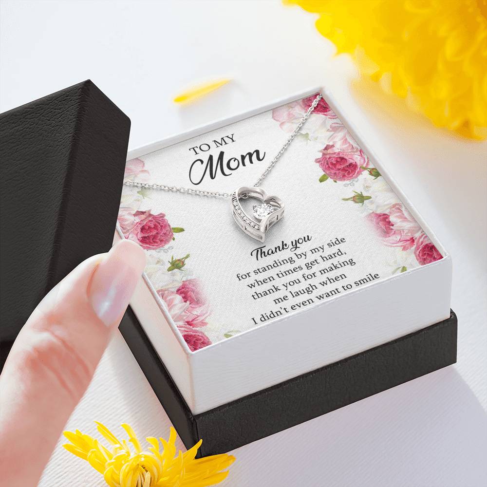 To My Mom Gifts, Thank You For Standing By My Side, Forever Love Heart Necklace For Women, Birthday Mothers Day Present From Son Daughter