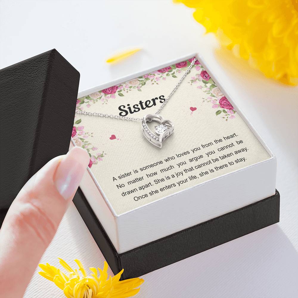 To My Sister Gifts, Someone Who Loves You From The Heart, Forever Love Heart Necklace For Women, Birthday Present Idea From Sister Brother