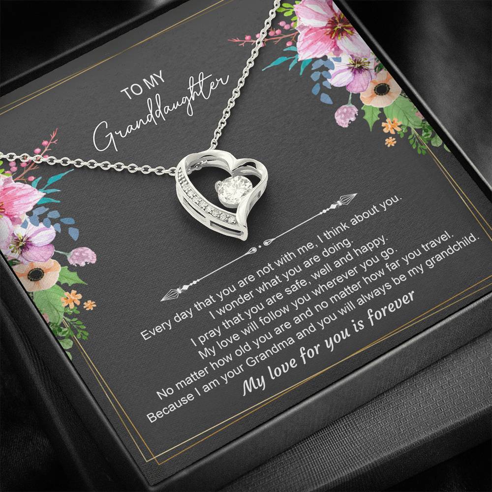 To My Granddaughter Gifts, Every Day That You Are Not With Me, Forever Love Heart Necklace For Women, Birthday Present Idea From Grandma Grandpa