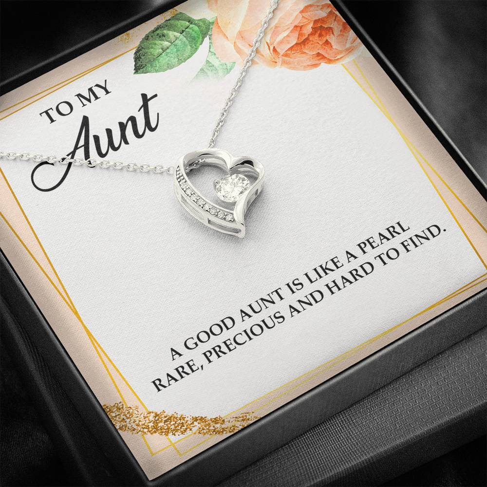 To My Aunt Gifts, A Good Aunt is Like a Pearl, Forever Love Heart Necklace For Women, Aunt Birthday Present From Niece Nephew