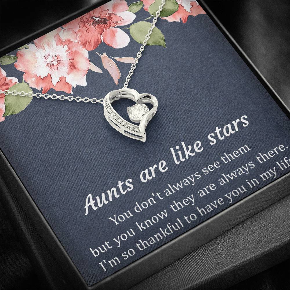 To My Aunt Gifts, Aunts Are Like Stars, Forever Love Heart Necklace For Women, Aunt Birthday Present From Niece Nephew