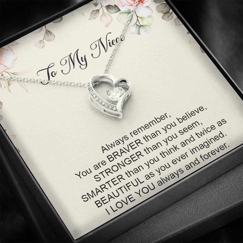 To My Niece  Gifts, Always Remember, Forever Love Heart Necklace For Women, Birthday Present Ideas From Aunt Uncle