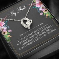 Load image into Gallery viewer, To My Aunt Gifts, Has Ears That Really Listen, Forever Love Heart Necklace For Women, Aunt Birthday Present From Niece Nephew
