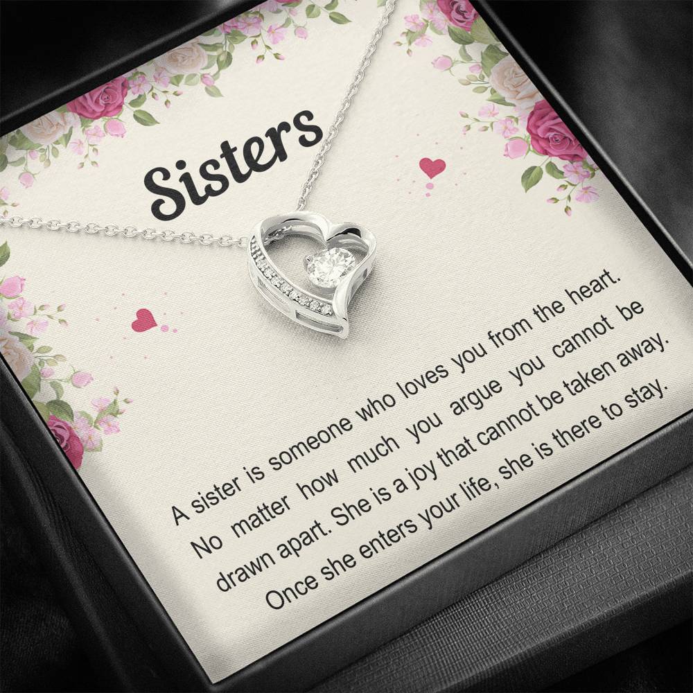 To My Sister Gifts, Someone Who Loves You From The Heart, Forever Love Heart Necklace For Women, Birthday Present Idea From Sister Brother