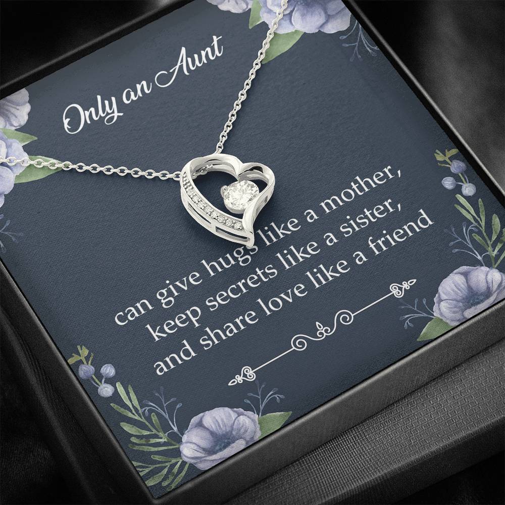 To My Aunt Gifts, Only An Aunt Can Give Hugs Like A Mother, Forever Love Heart Necklace For Women, Aunt Birthday Present From Niece Nephew