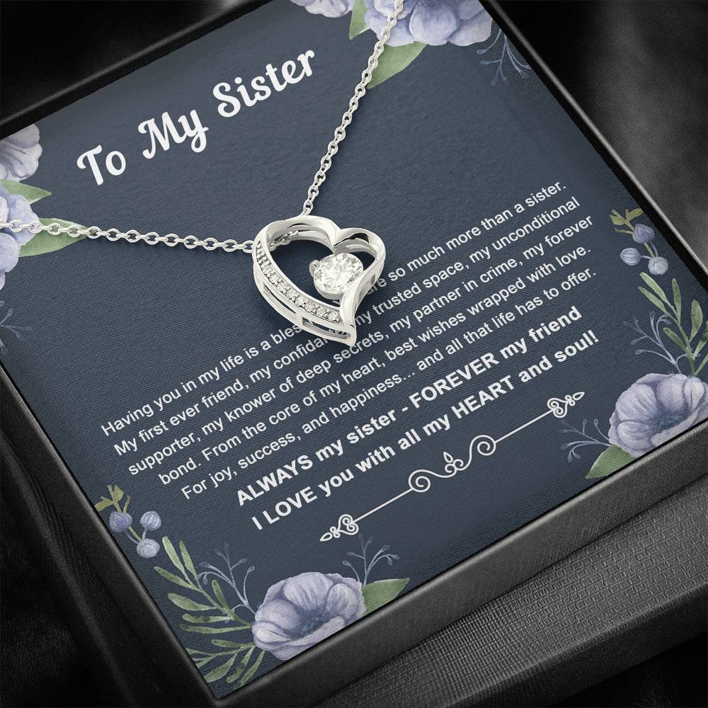 To My Sister Gifts, Having You In My Life Is A Blessing, Forever Love Heart Necklace For Women, Birthday Present Idea From Sister