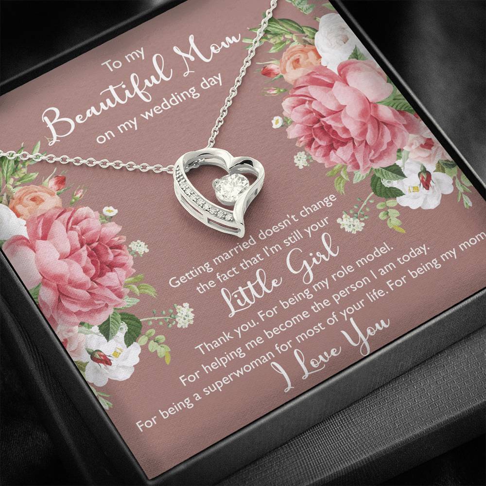 To My Mom Gifts, Thank You, Forever Love Heart Necklace For Women, Wedding Day Thank You Ideas From Daughter