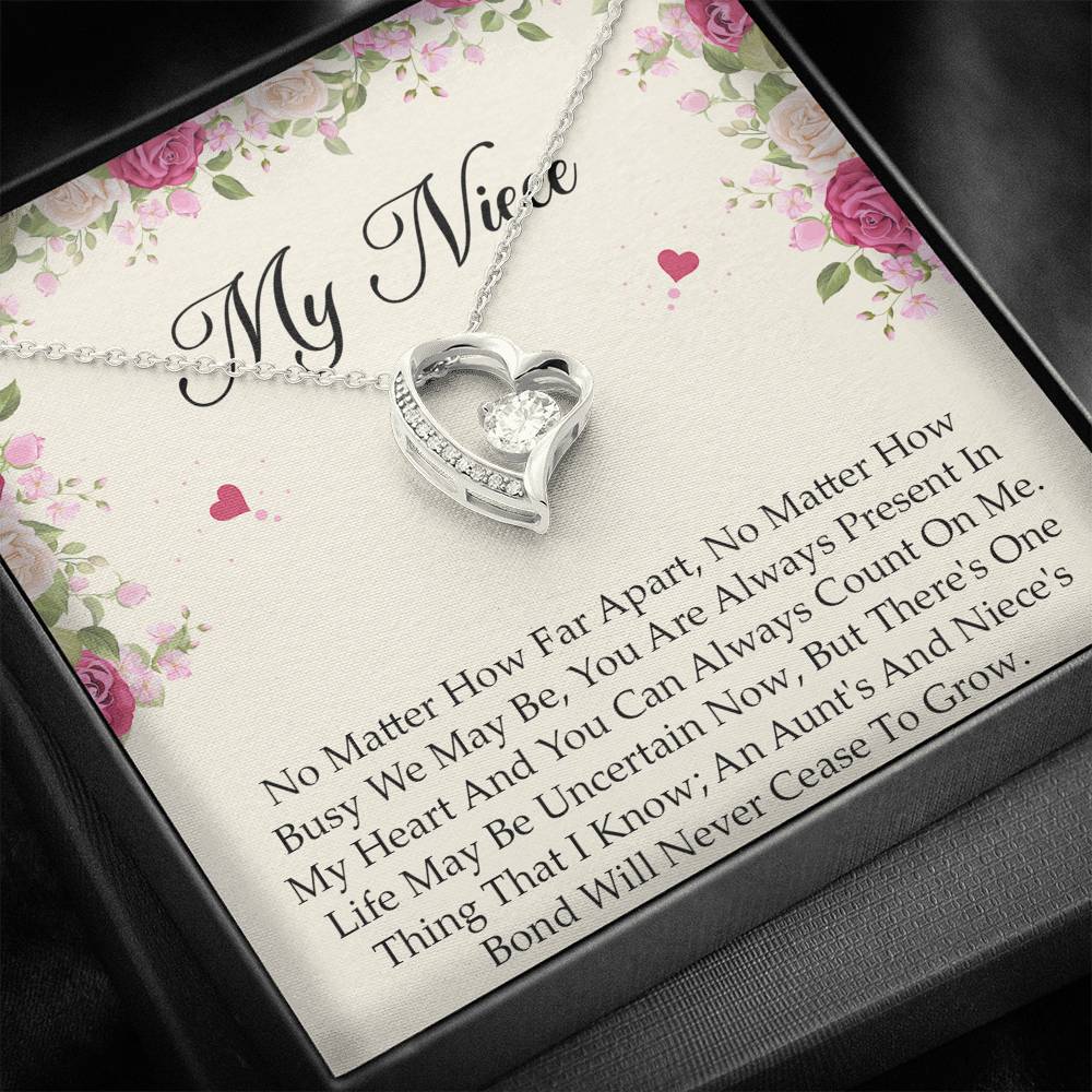 To My Niece  Gifts, No Matter How Far Apart, Forever Love Heart Necklace For Women, Birthday Present Idea From Aunt Uncle