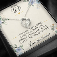 Load image into Gallery viewer, To My Wife, Missing You Is My Hobby, Forever Love Heart Necklace For Women, Anniversary Birthday Gifts From Husband

