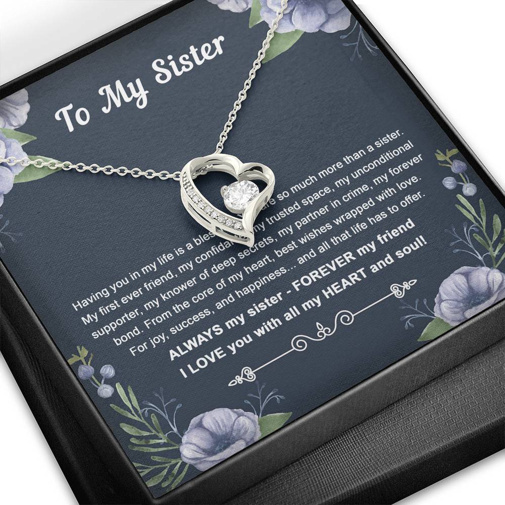 To My Sister Gifts, Having You In My Life Is A Blessing, Forever Love Heart Necklace For Women, Birthday Present Idea From Sister