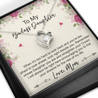 Load image into Gallery viewer, To My Badass Daughter Gifts, When It&#39;s Too Hard To Look Back, Forever Love Heart Necklace For Women, Birthday Present Idea From Mom
