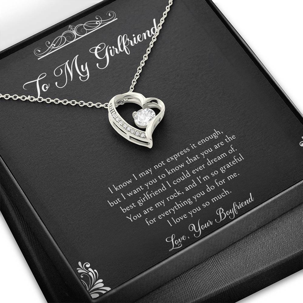 To My Girlfriend, You Are My Rock, Forever Love Heart Necklace For Women, Anniversary Birthday Valentines Day Gifts From Boyfriend