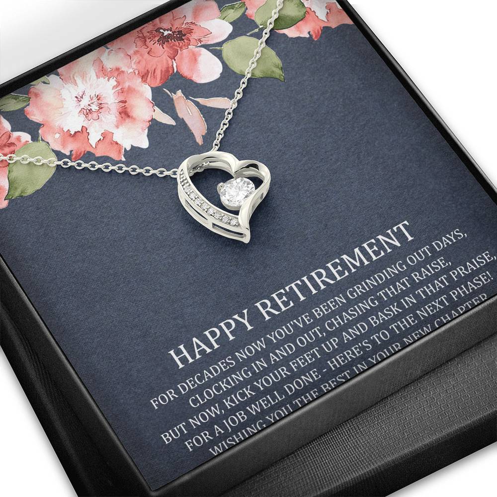 Retirement Gifts, Job Well Done, Happy Retirement Forever Love Heart Necklace For Women, Retirement Party Favor From Friends Coworkers