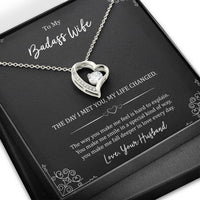 Load image into Gallery viewer, To My Badass Wife, The Day I Met You My Life Changed, Forever Love Heart Necklace For Women, Anniversary Birthday Gifts From Husband
