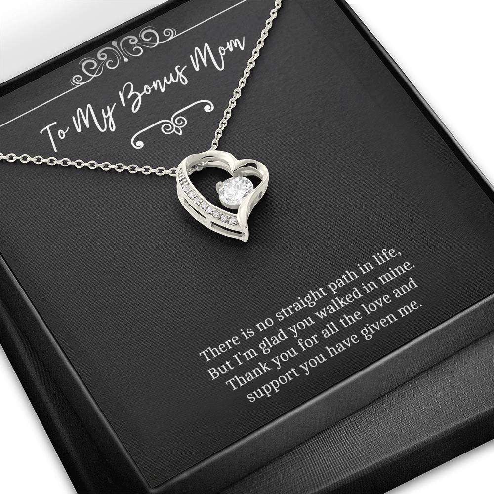 To My Bonus Mom Gifts, There Is No Straight Path In Life, Forever Love Heart Necklace For Women, Wedding Day Thank You Ideas From Bride