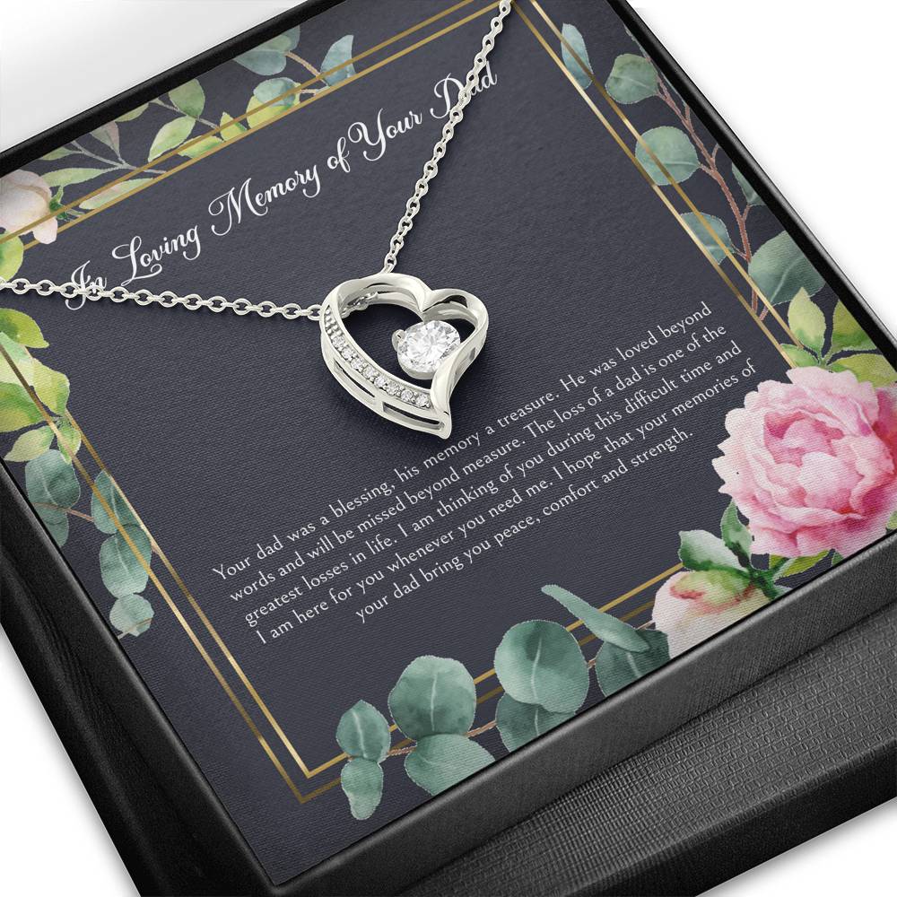 Loss of Dad Gifts, In Loving Memory, Sympathy Forever Love Heart Necklace For Loss of Dad, Memorial Sorry For Your Loss Present