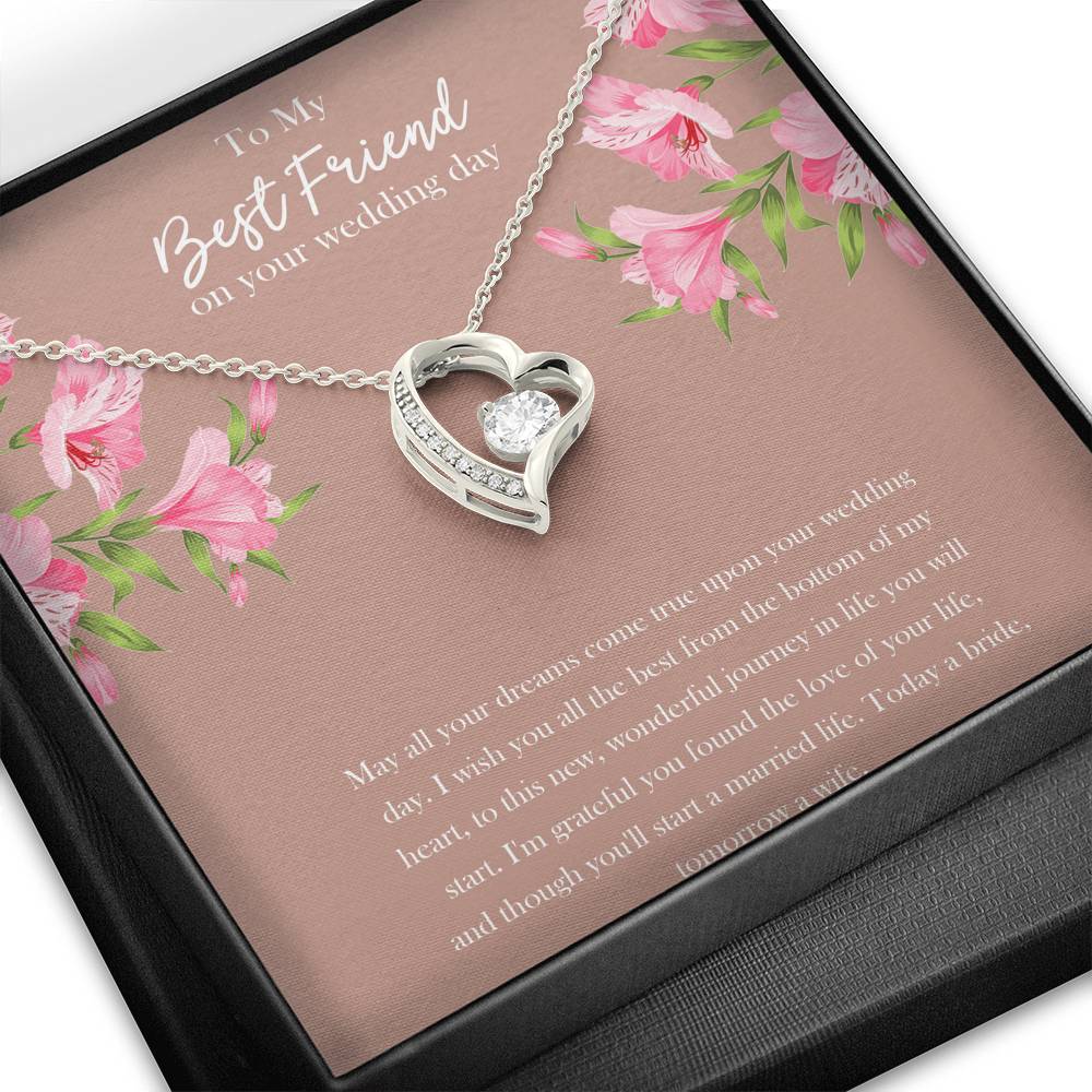 Bride Gifts, May All Your Dreams Come True, Forever Love Heart Necklace For Women, Wedding Day Thank You Ideas From Best Friend
