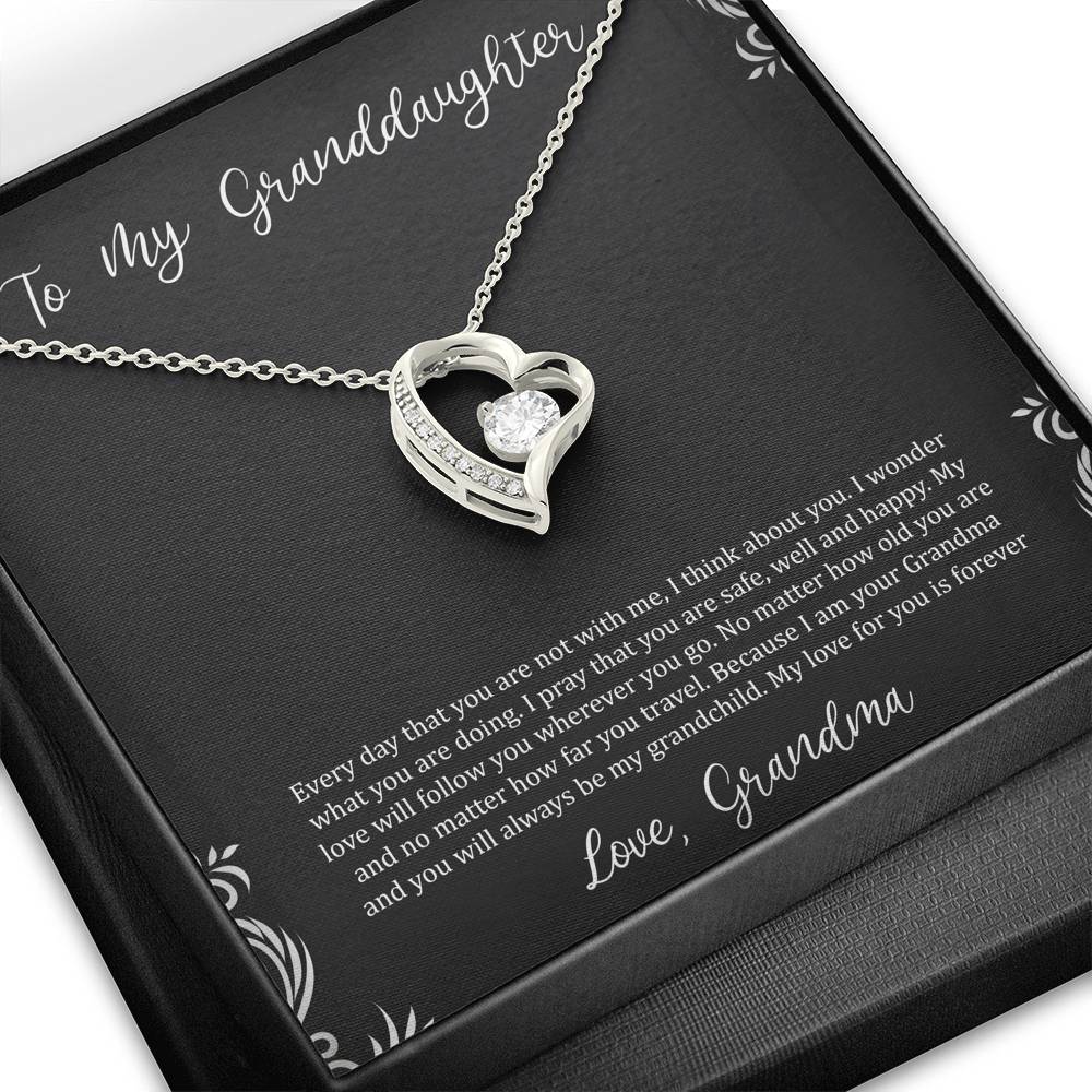 To My Granddaughter Gifts, I Think About You, Forever Love Heart Necklace For Women, Birthday Present Idea From Grandma