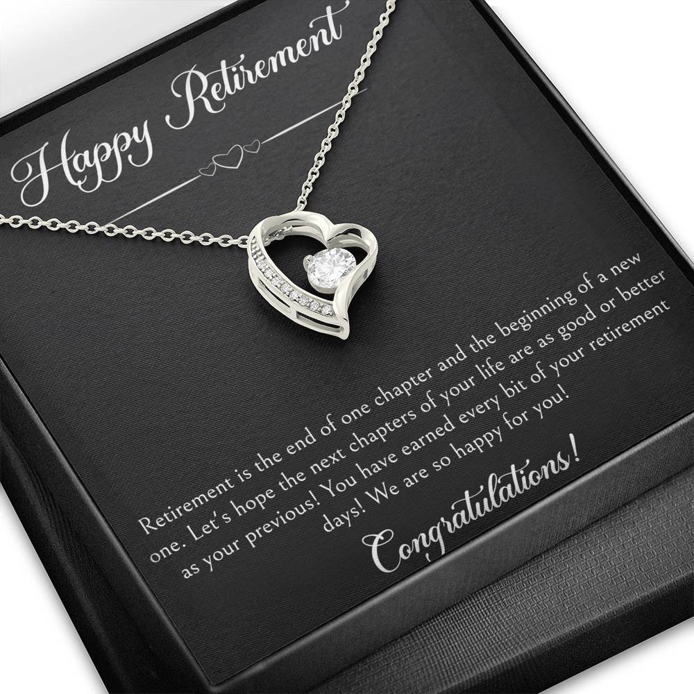 Retirement Gifts, Wishing You The Best, Happy Retirement Forever Love Heart Necklace For Women, Retirement Party Favor From Friends Coworkers