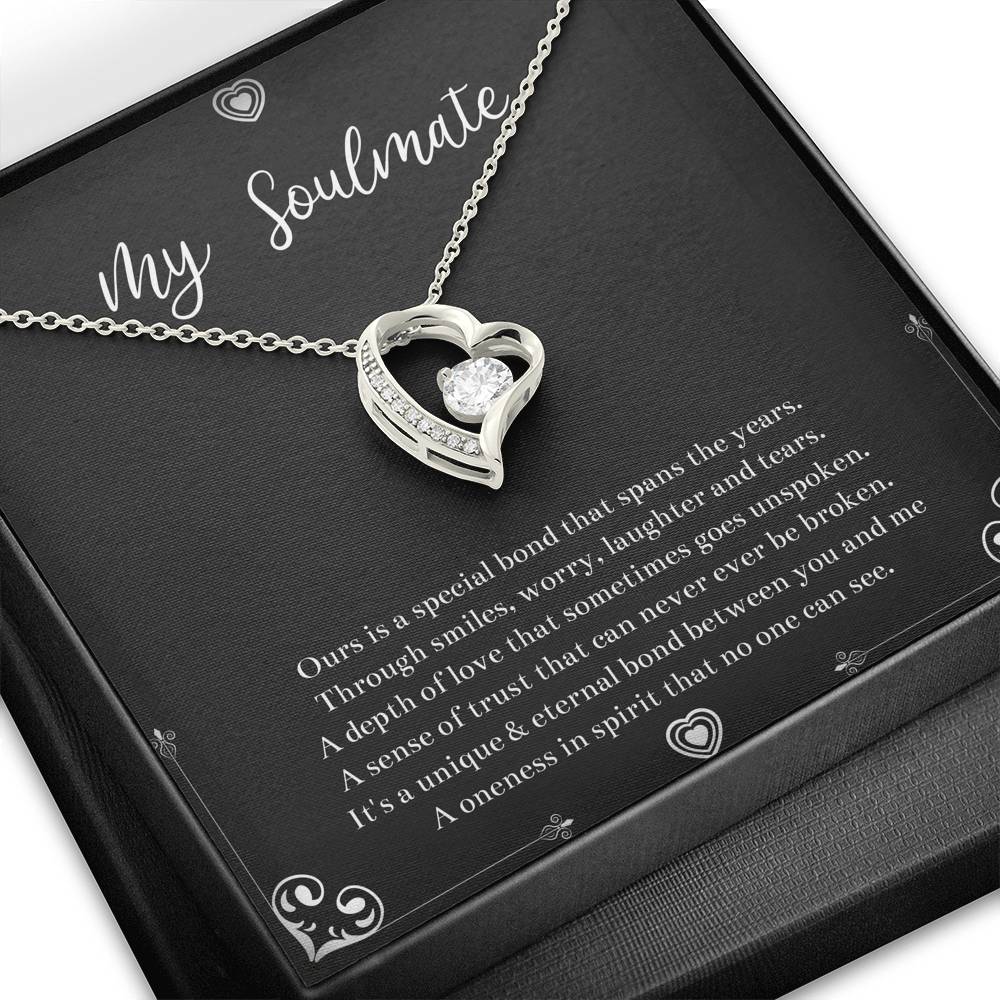 To My Soulmate, Our Special Bond Spans The Years, Forever Love Heart Necklace For Girlfriend, Anniversary Birthday Valentines Day Gifts From Boyfriend