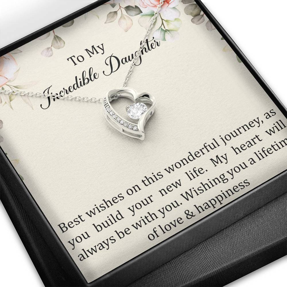 To My Bride Gifts, Best Wishes, Forever Love Heart Necklace For Women, Wedding Day Thank You Ideas From Mom