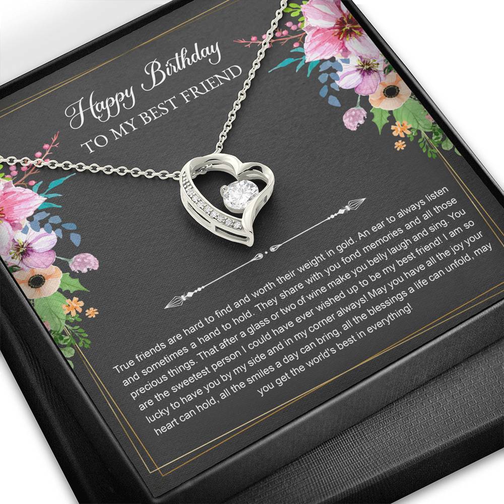 Birthday Gifts For Women, Lucky To Have You, Forever Love Heart Necklace, Happy Birthday Message Card Jewelry For Best Friend