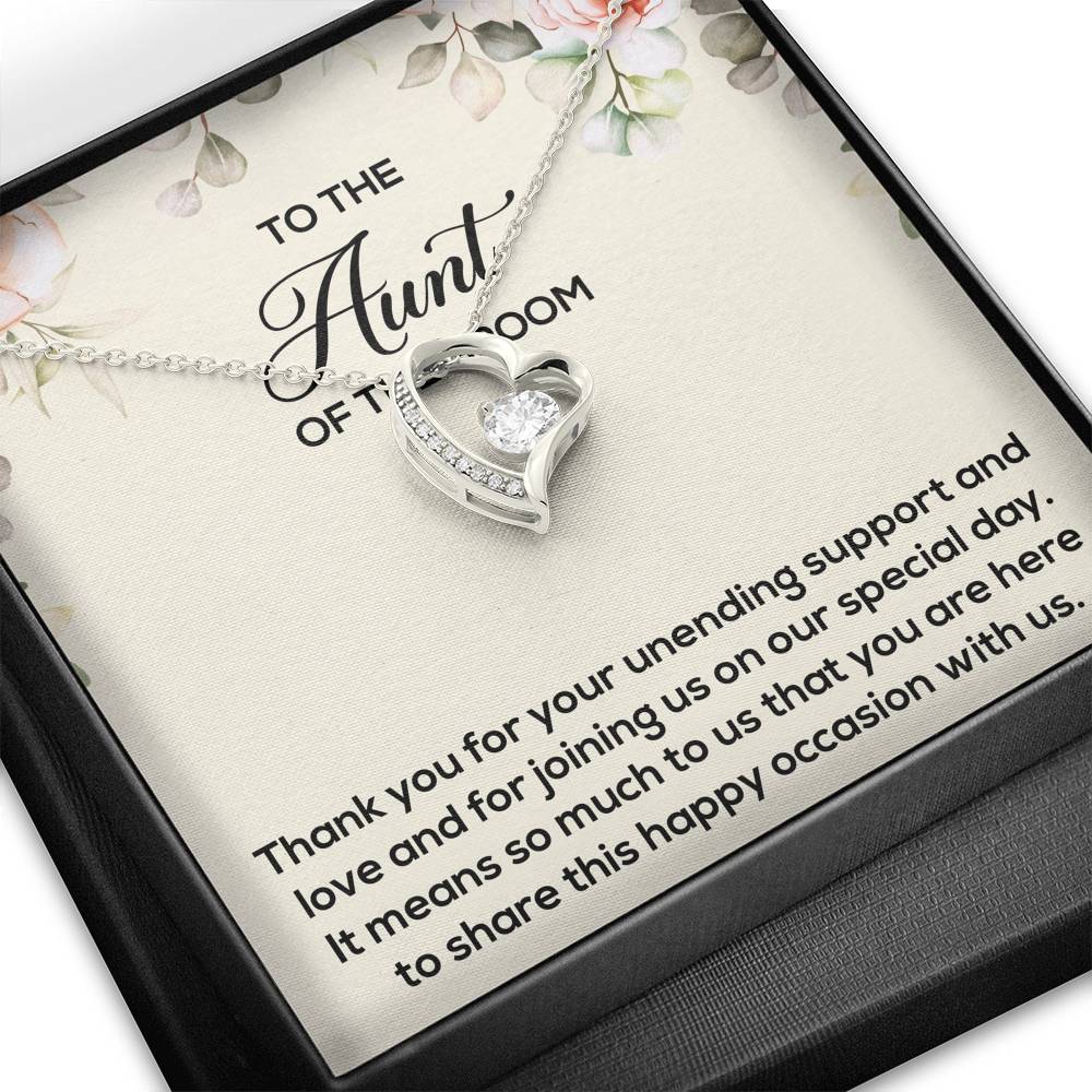 Aunt of the Groom Gifts, Thank You for Your Support, Forever Love Heart Necklace For Women, Wedding Day Thank You Ideas From Groom