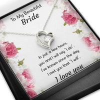 Load image into Gallery viewer, To My Bride Gifts, You And I Will Say I Do, Forever Love Heart Necklace For Women, Wedding Day Thank You Ideas From Groom

