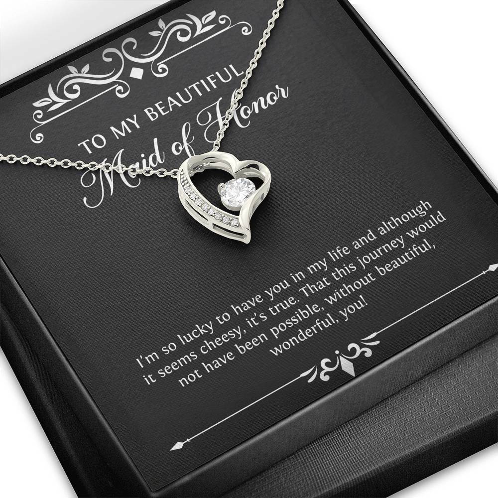 To My Maid of Honor Gifts, I'm Lucky To Have You, Forever Love Heart Necklace For Women, Wedding Day Thank You Ideas From Bride