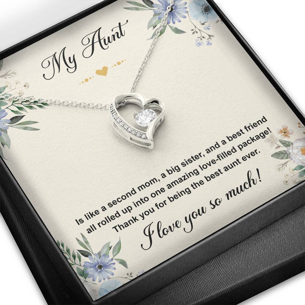 To My Aunt Gifts, Second Mom, Forever Love Heart Necklace For Women, Aunt Birthday Present From Niece Nephew