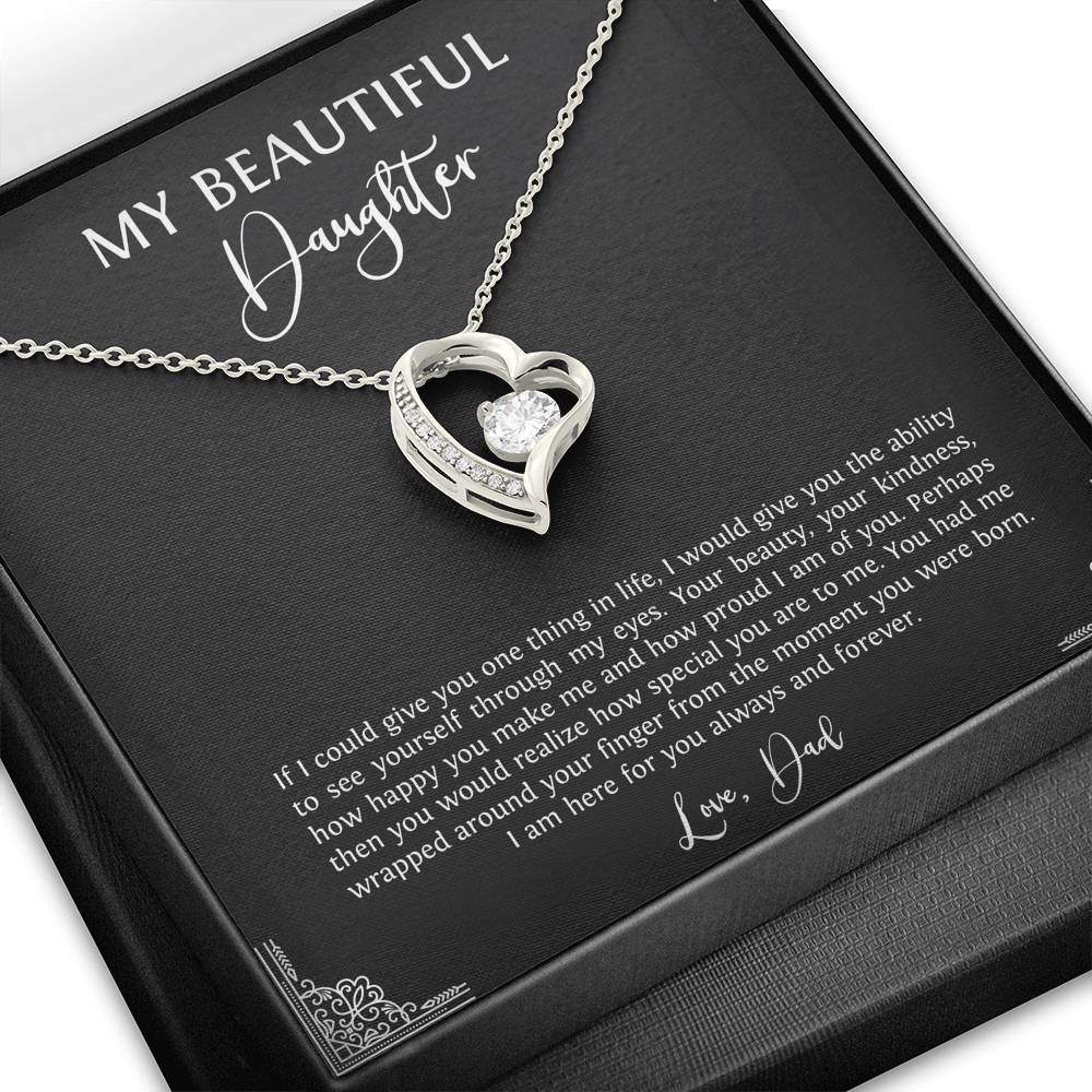 To My Daughter  Gifts, I Am Here For You, Forever Love Heart Necklace For Women, Birthday Present Idea From Dad