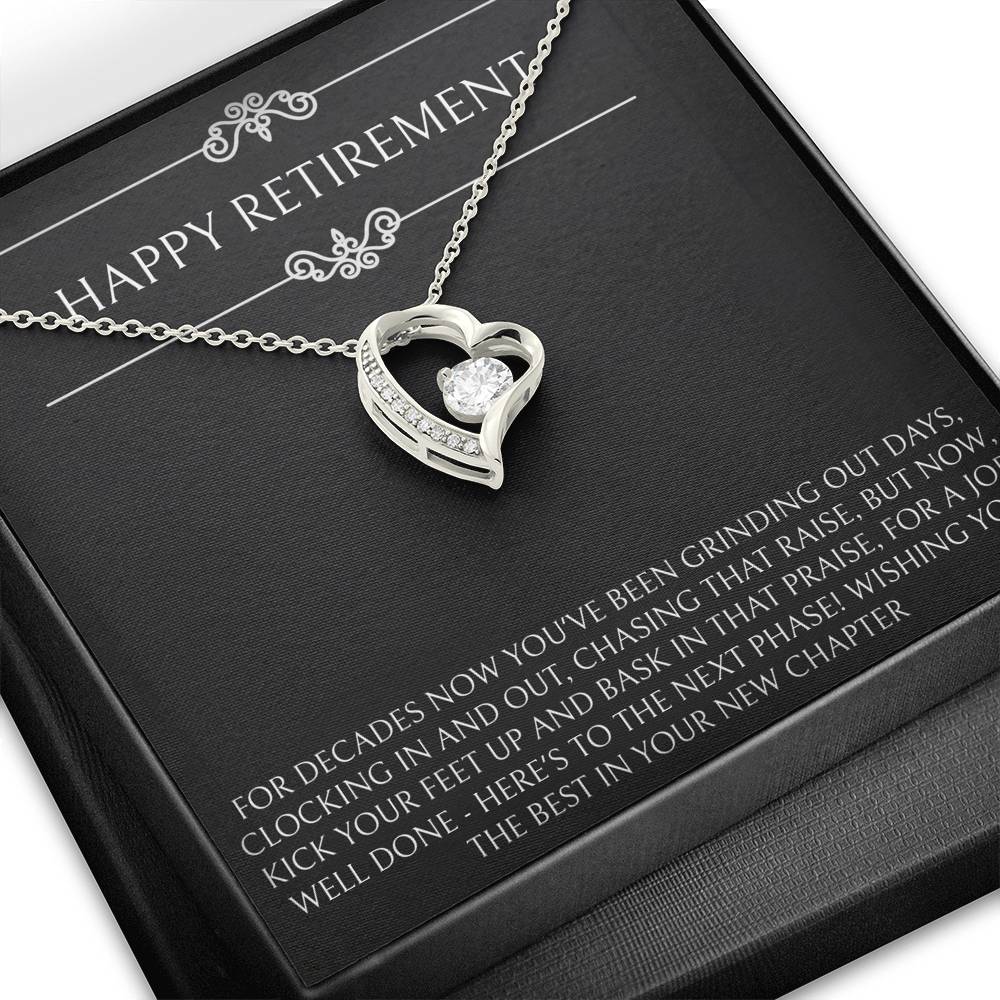 Retirement Gifts, Job Well Done, Happy Retirement Forever Love Heart Necklace For Women, Retirement Party Favor From Friends Coworkers